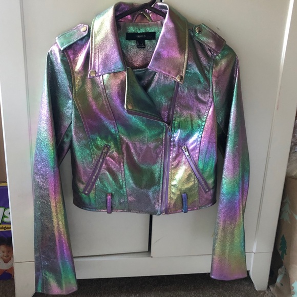 Holographic Iridescent Hologram Moto Jacket S EUC - Picture 3 of 10